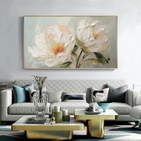 Minimalist Flower Oil Painting on Canvas Large Wall Art Original Abstract Floral Wall Art White Decor Custom Painting Living Room Home Decor (Style: 01, size: 120x240cm)