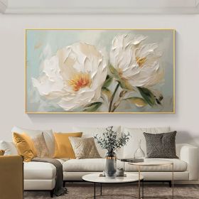 Minimalist Flower Oil Painting on Canvas Large Wall Art Original Abstract Floral Wall Art White Decor Custom Painting Living Room Home Decor (Style: 01, size: 140x280cm)