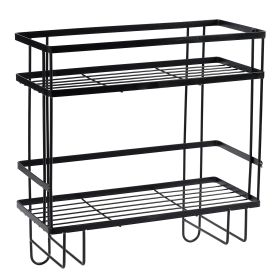 Over The Toilet Storage Shelf Rack Organizer 2 Tier Bathroom Holder Space Saver No Drilling Restroom Organizer (Option: Black)