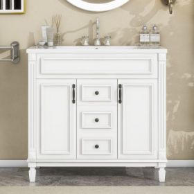 36'' Bathroom Vanity With Top Sink, Modern Bathroom Storage Cabinet With 2 Soft Closing Doors And 2 Drawers, Single Sink Bathroom Vanity (Color: White)