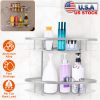 2 Tier Wall-mounted Corner Shower Caddy Shelf Rack Shower Shampoo Soap Cosmetic Basket Organizer