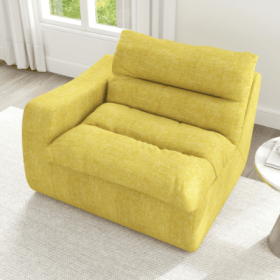 Lazy Floor Sofa, Modern Floor Lounge Chair With Left Arm, Comfortable Beanbag Sofa, Suitable For Living Room Bedroom Office (Option: Yellow1)