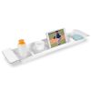 21.65in-30.91in Extendable Bath Tray Plastic Bathtub Shelf Caddy Tray Table Retractable Bathtub Storage Rack with Non-Slip Grip Fits Most Tubs