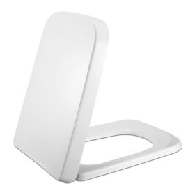 Square Toilet Seat with Grip-Tight Seat Bumpers Heavy-Duty Quiet-Close Quick-Release Easy Cleaning White UK (Option: UK)