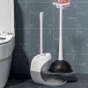 Toilet Plunger and Brush Combo Set with Ventilated Holder 2 in 1 Toilet Cleaning Tools Set with Caddy Stand for Bathroom