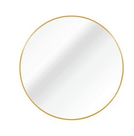 32 Inch Black Metal Framed Round Bathrrom Mirror For Wall. (Color: Gold)