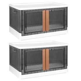 2Pcs 32L Foldable Storage Bins with Lid Collapsible Stackable Closet Organizer Containers with Front Door Lock 4Pcs Wheels (Option: 30CM_WHT)