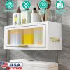 Over The Toilet Storage Cabinet Bathroom Storage Organizer Wall Mounted Toilet Storage Box with Dust-Proof Transparent Magnetic Door Side Opening
