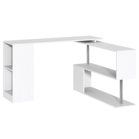 L-Shaped Desk 55 360 Rotating White Corner Computer Workstation With Storage (Color: White)