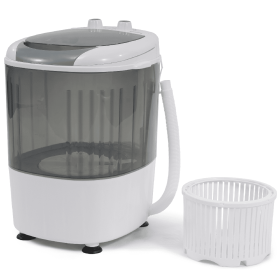 Only Supports Self Pickup  Mini Washer, Portable, With Spin Dryer, 5.5 Lb Capacity Washer, Spin Timer Control, Compact Washer For Homes, Apartmen (Option: White grain)