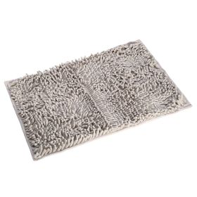 Antiskid Bathroom Mat Water Absorbent Toilet Carpet Machine Washable Chenille Cushion Rugs 23.23x15.75inches for Home Decoration (Option: GRY)