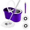 360° Spin Mop Stainless Steel Spin Mop Wringer Bucket Set Wet Dry Floor Mop Bucket w/ Easy Press Handle 2 Microfiber Mop Heads for Home Kitchen Floor