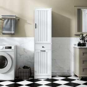 Laundry Cabinet ,with 1 Storage Cabinet And 1 Drawer - White (Color: White)