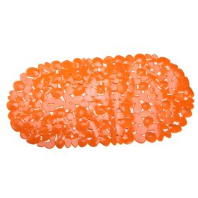 Non-Slip Bath Mat Massage Pebble Shower Mat Anti-Bacterial w/ Suction Cups Drain Holes (Option: Orange)