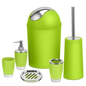 Bathroom Accessories Set 6 Pcs Bathroom Set Ensemble Complete Soap Dispenser Toothbrush Holder Tumbler Soap Dish Toilet Cleaning Brush Trash Can (Option: GRN)