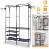 Metal Garment Rack Shoe Clothing Organizer Shelves Freestanding Multifunctional Clothes Wardrobe