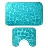2 Pcs/Set Bathroom Rugs Luxury Flannel Non-Slip Bathroom Rugs Set Soft Pebbles Shower Absorbent Carpet U-Shaped Toilet Mat Washable for Bathroom Entra