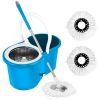 360° Spin Mop Stainless Steel Spin Mop Wringer Bucket Set Wet Dry Floor Mop Bucket w/ Easy Press Handle 2 Microfiber Mop Heads for Home Kitchen Floor