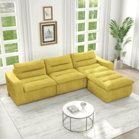 Right Sofa Seat, L-shaped Modular Combined Sofa, Compressed Combined Sofa, Modern Lazy Style Comfortable Beanbag Sofa (Color: Yellow)