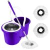 360° Spin Mop Stainless Steel Spin Mop Wringer Bucket Set Wet Dry Floor Mop Bucket w/ Easy Press Handle 2 Microfiber Mop Heads for Home Kitchen Floor